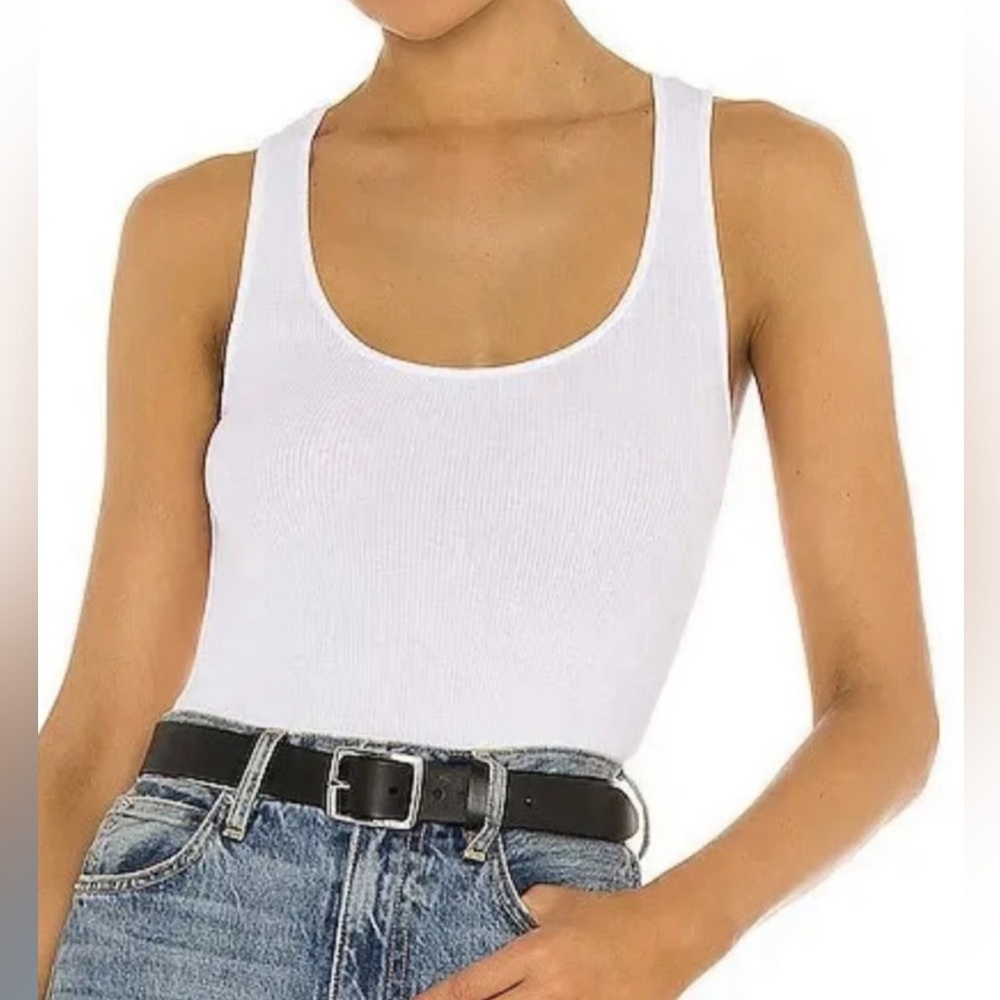 Re/DONE x Hanes White Ribbed Tank Top Scoop Neck Optic White Size M EUC